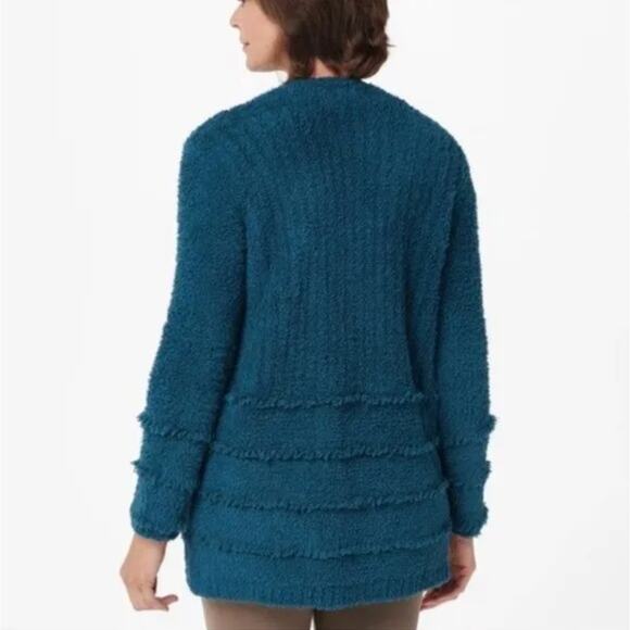 Barefoot Dreams Teal CozyChic Boardwalk Cardigan Sweater - Picture 4 of 12